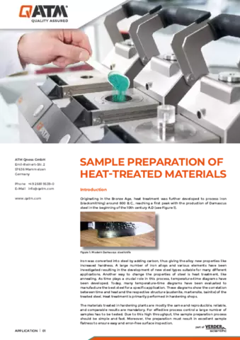 Sample Preparation of Heat-Treated Materials
