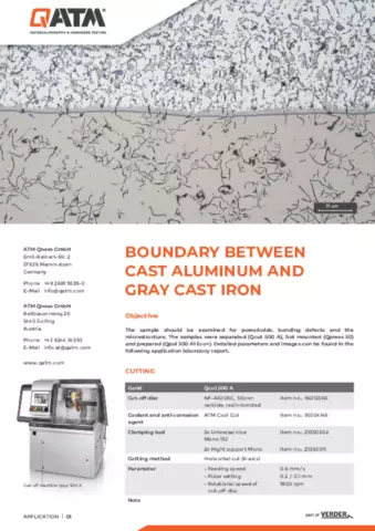 Boundary between cast aluminum and gray cast iron