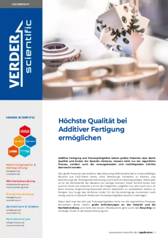 Höchste Qualität bei Additiver Fertigung ermöglichen