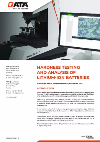 Hardness testing and analysis of Lithium-Ion batteries
