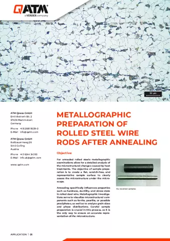 Metallographic preparation of rolled steel wire rods after annealing