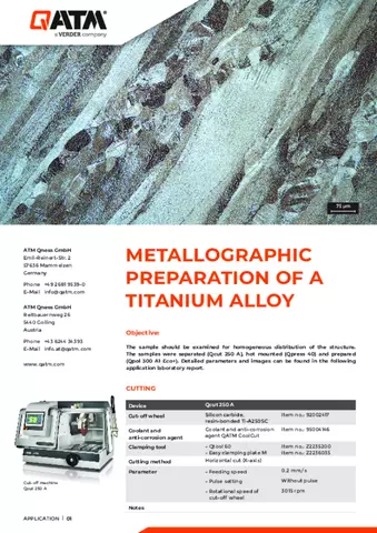 Metallographic preparation of a titanium alloy