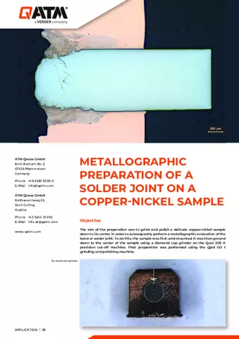 Preparation of a solder joint on copper-nickel sample