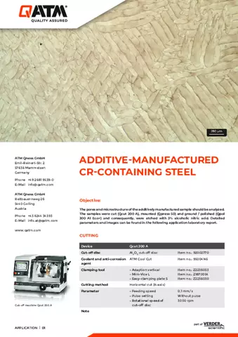 Preparation: Additive-manufactured cr-containing steel