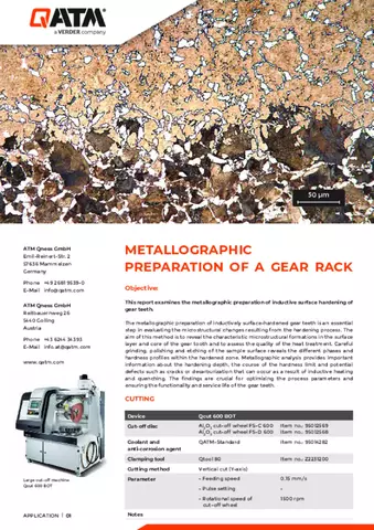 METALLOGRAPHIC  PREPARATION OF A GEAR RACK