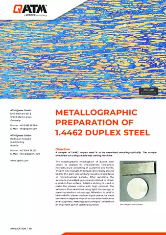 Metallographic Preparation of 1.4462 duplex-steel
