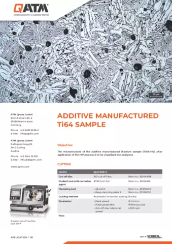 Additive manufactured Ti64 sample