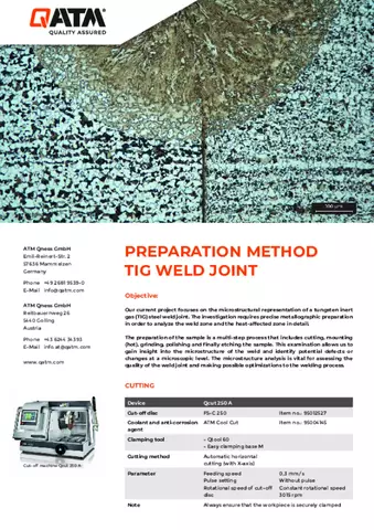 Preparation Method for TIG weld joint