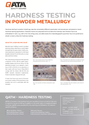 Hardness Testing in Powder Metallurgy