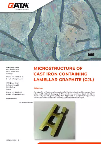Microstructure of cast iron containing lamellar graphite (GJL)